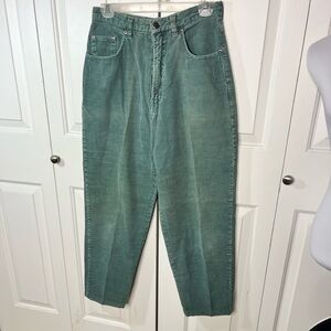 Vintage gap, sage, green corduroy, high-rise peg leg jeans